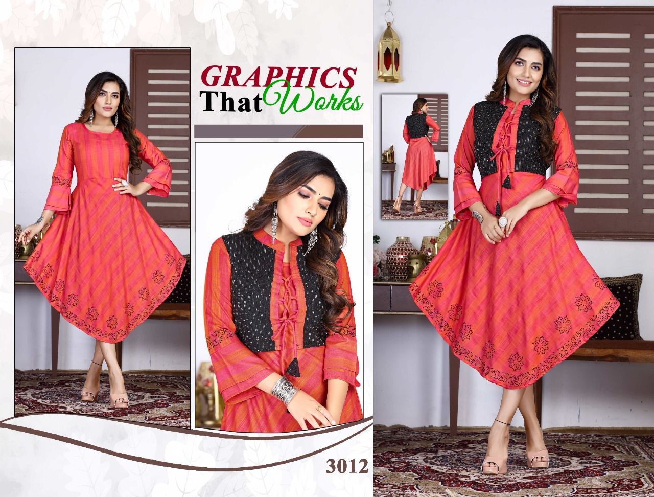 New Vanie 1 Rayon Fancy Regular Wear Designer Kurti Collection